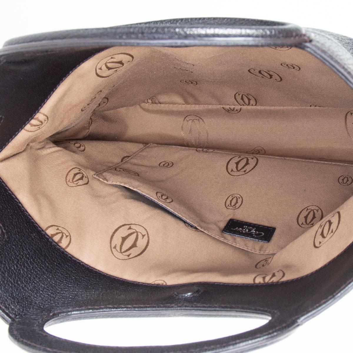 Black CARTIER black leather MARCELLO DE CARTIER PM FOLD-OVER Clutch Bag