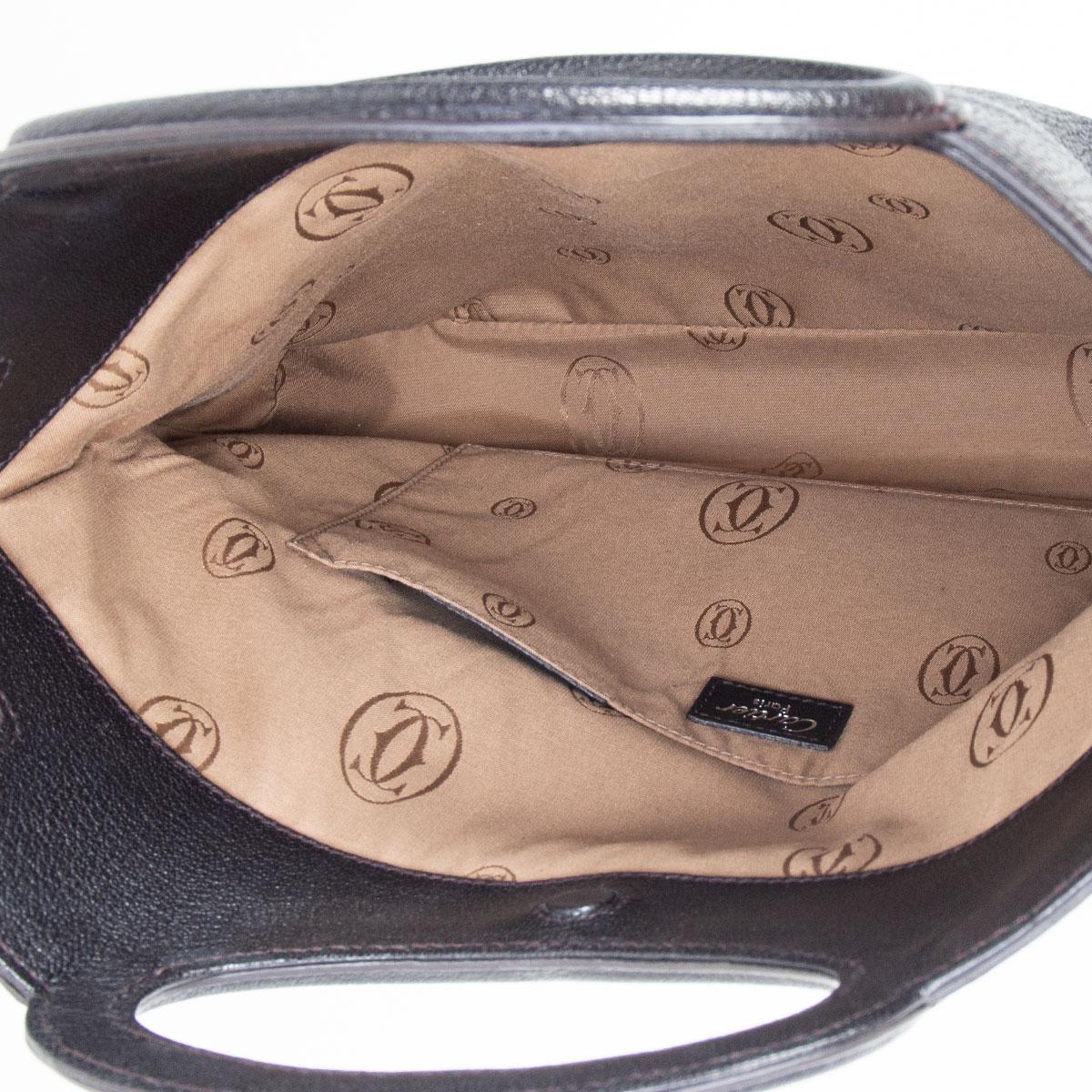 Pochette CARTIER MARCELLO DE CARTIER PM FOLD-OVER en cuir noir en vente 1