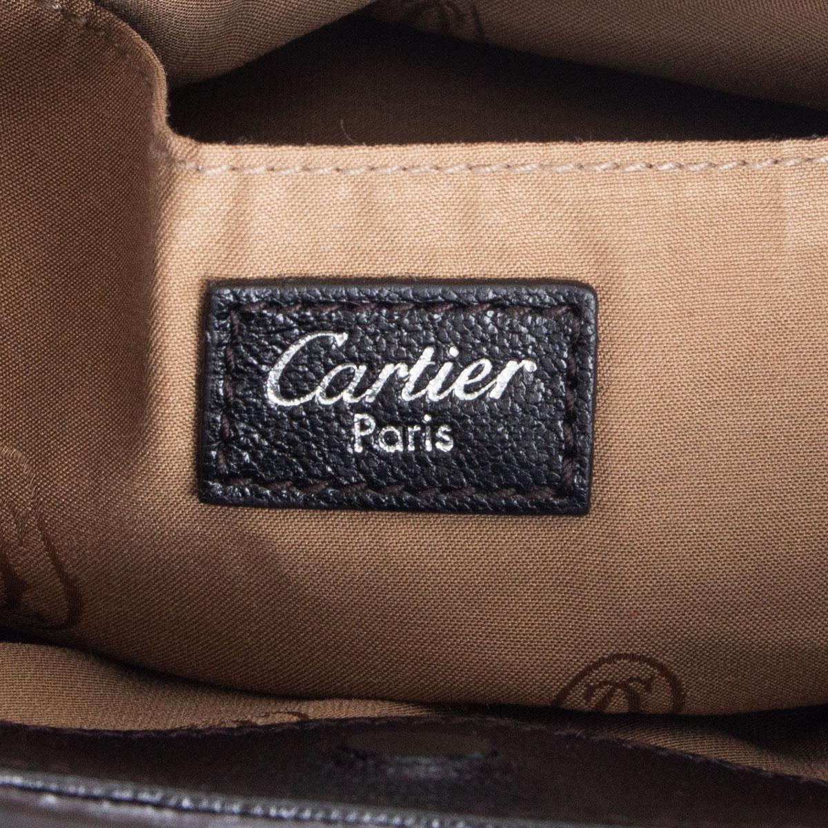 CARTIER MARCELLO DE CARTIER PM FOLD-OVER Clutch aus schwarzem Leder im Angebot 3