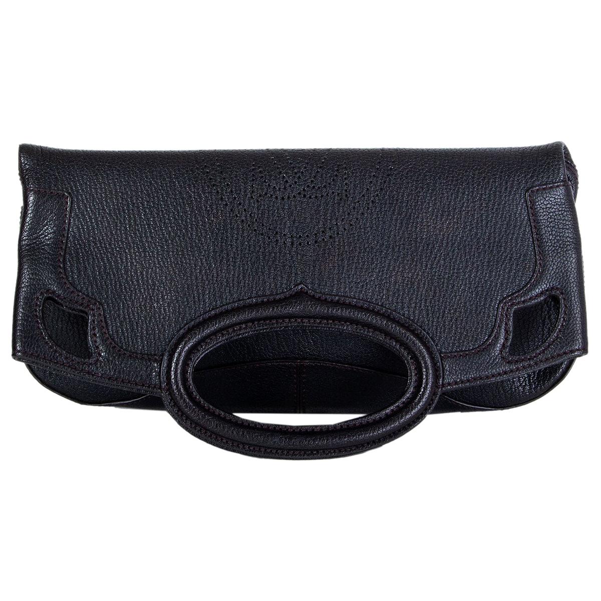 CARTIER black leather MARCELLO DE CARTIER PM FOLD-OVER Clutch Bag For Sale