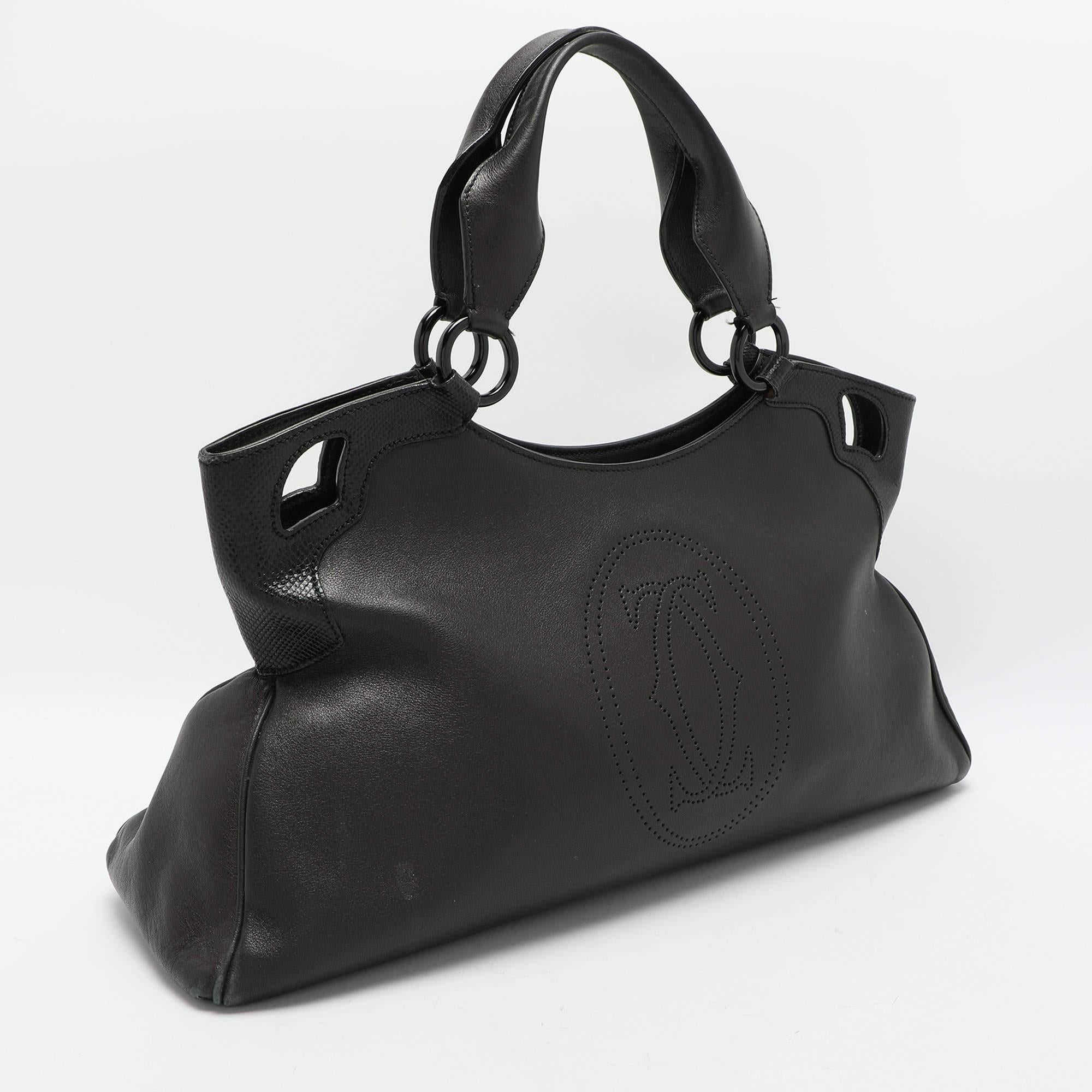 Cartier Black Leather Marcello de Cartier Satchel In Fair Condition In Dubai, Al Qouz 2