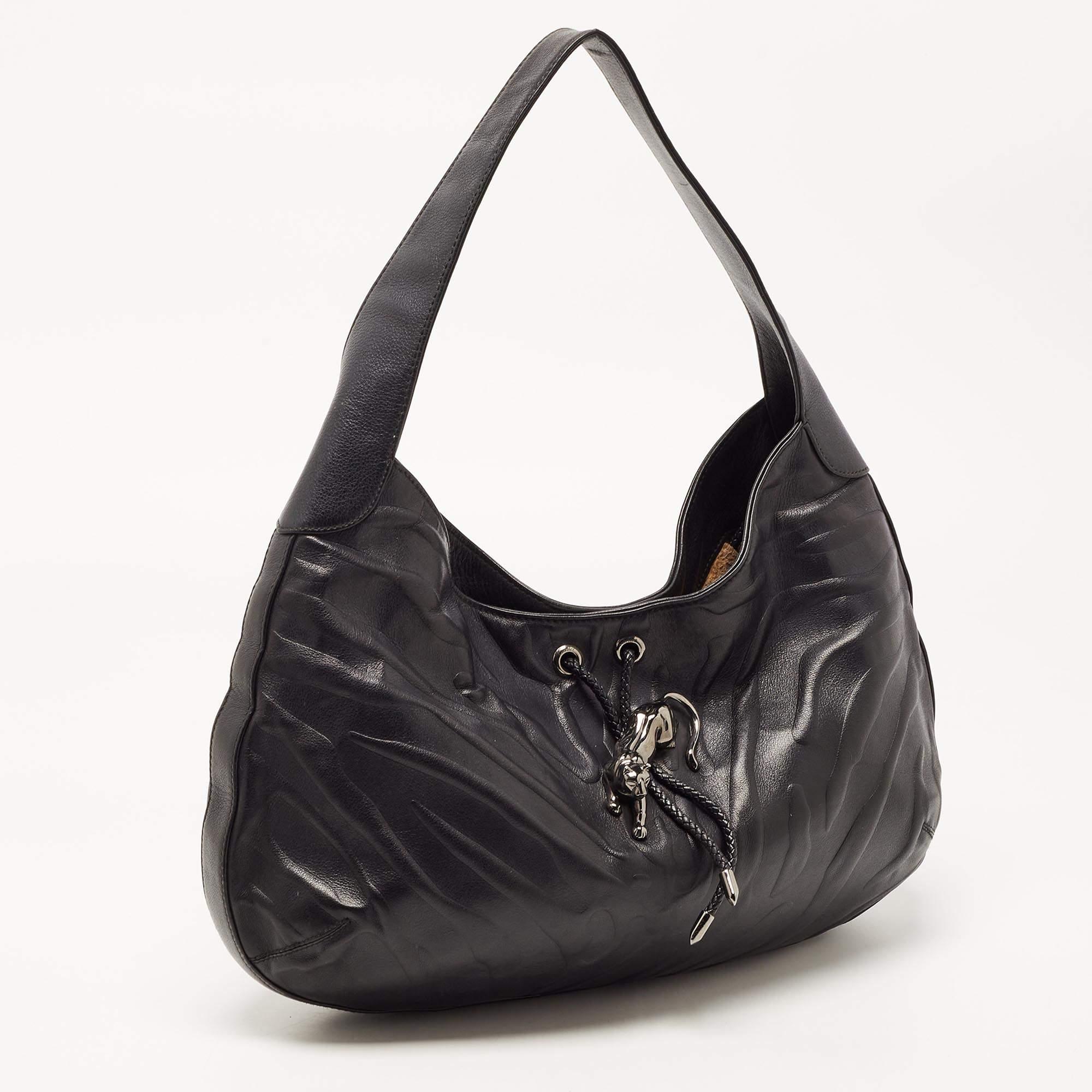 Cartier Black Leather Medium Panthere de Cartier Bag In Fair Condition In Dubai, Al Qouz 2