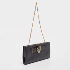 Pochette à chaîne en cuir noir Panthere De Cartier