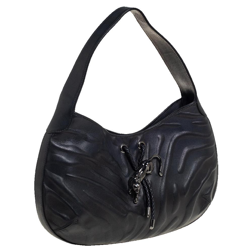 Cartier Black Leather Panthere Hobo In Good Condition In Dubai, Al Qouz 2