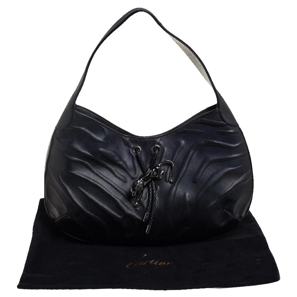 Cartier Black Leather Panthere Hobo 5