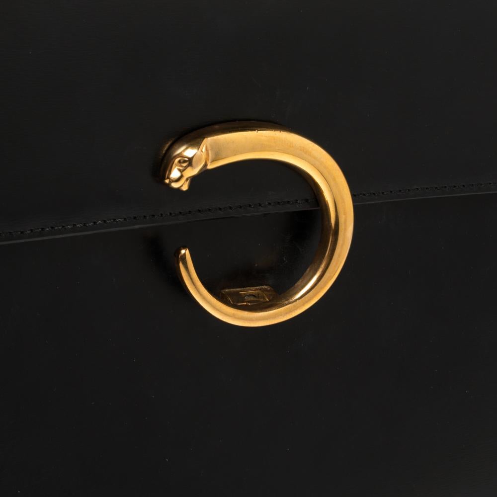 Cartier Black Leather Panthere Top Handle Bag 2