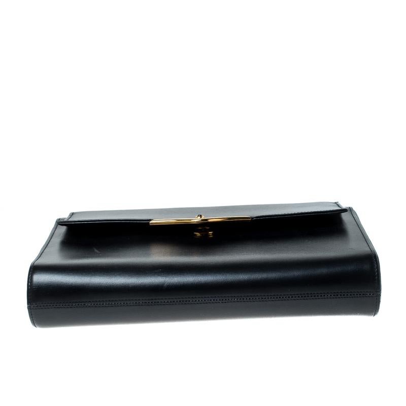 Cartier Black Leather Sapphire Line Flap Clutch 1