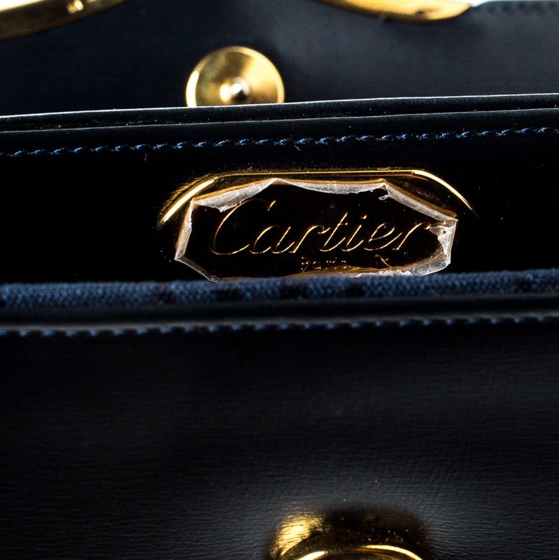Cartier Black Leather Sapphire Line Flap Clutch 4