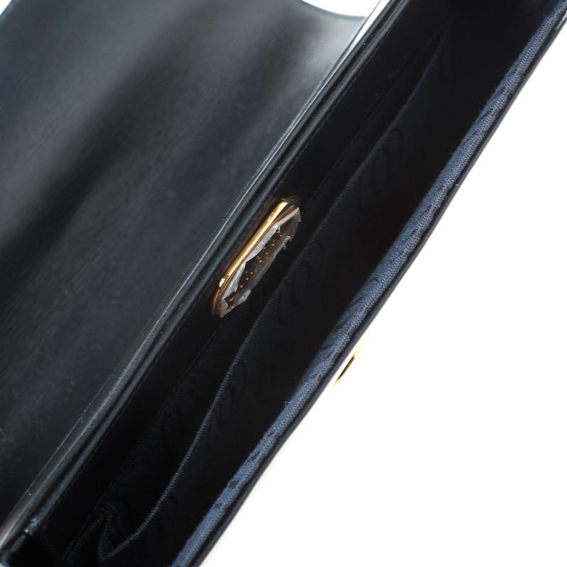 Cartier Black Leather Sapphire Line Flap Clutch 5