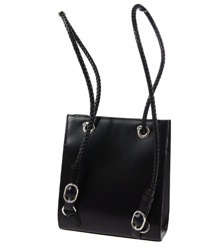 Cartier Black Leather Silver Logo Carryall Men's Women's ...