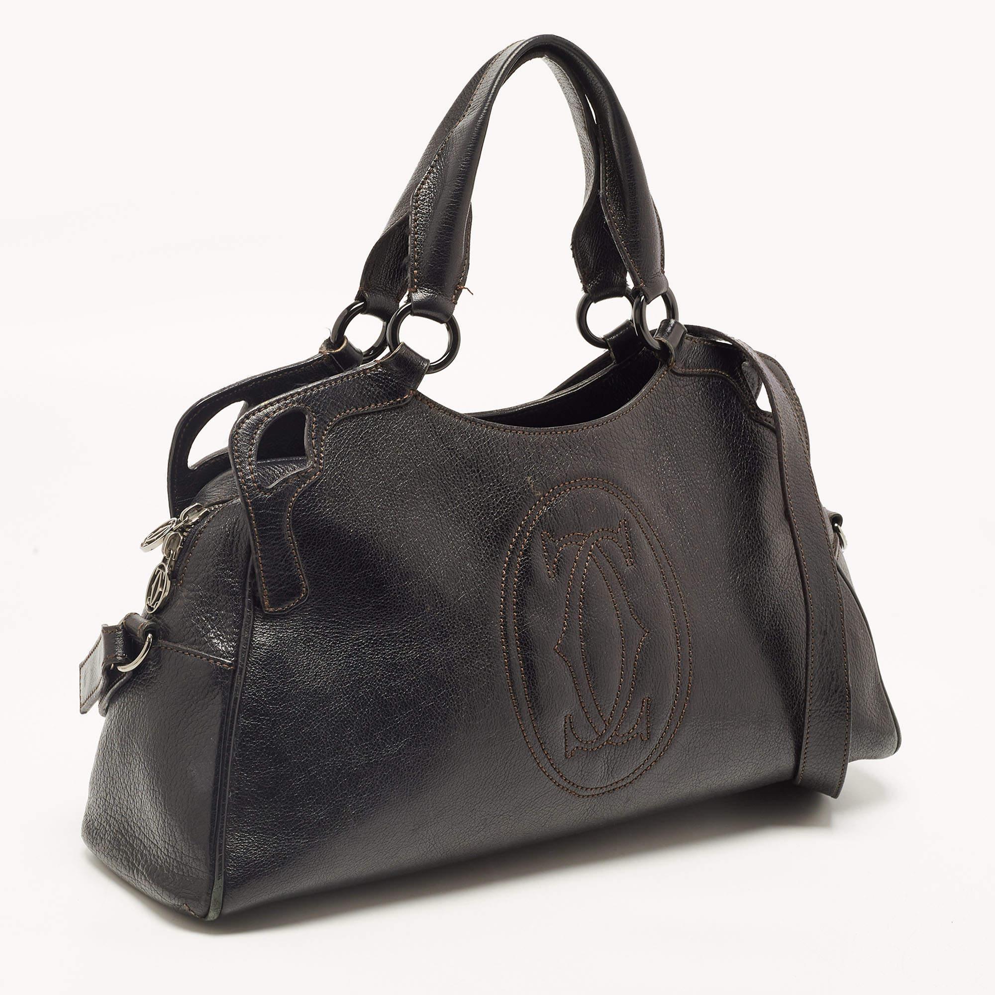 Cartier Black Leather Small Marcello de Cartier Bag In Good Condition In Dubai, Al Qouz 2