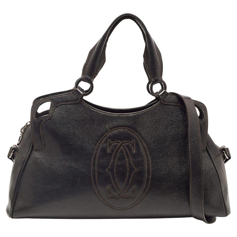 CARTIER VINTAGE TRINITY BAG, black leather with three iconic round