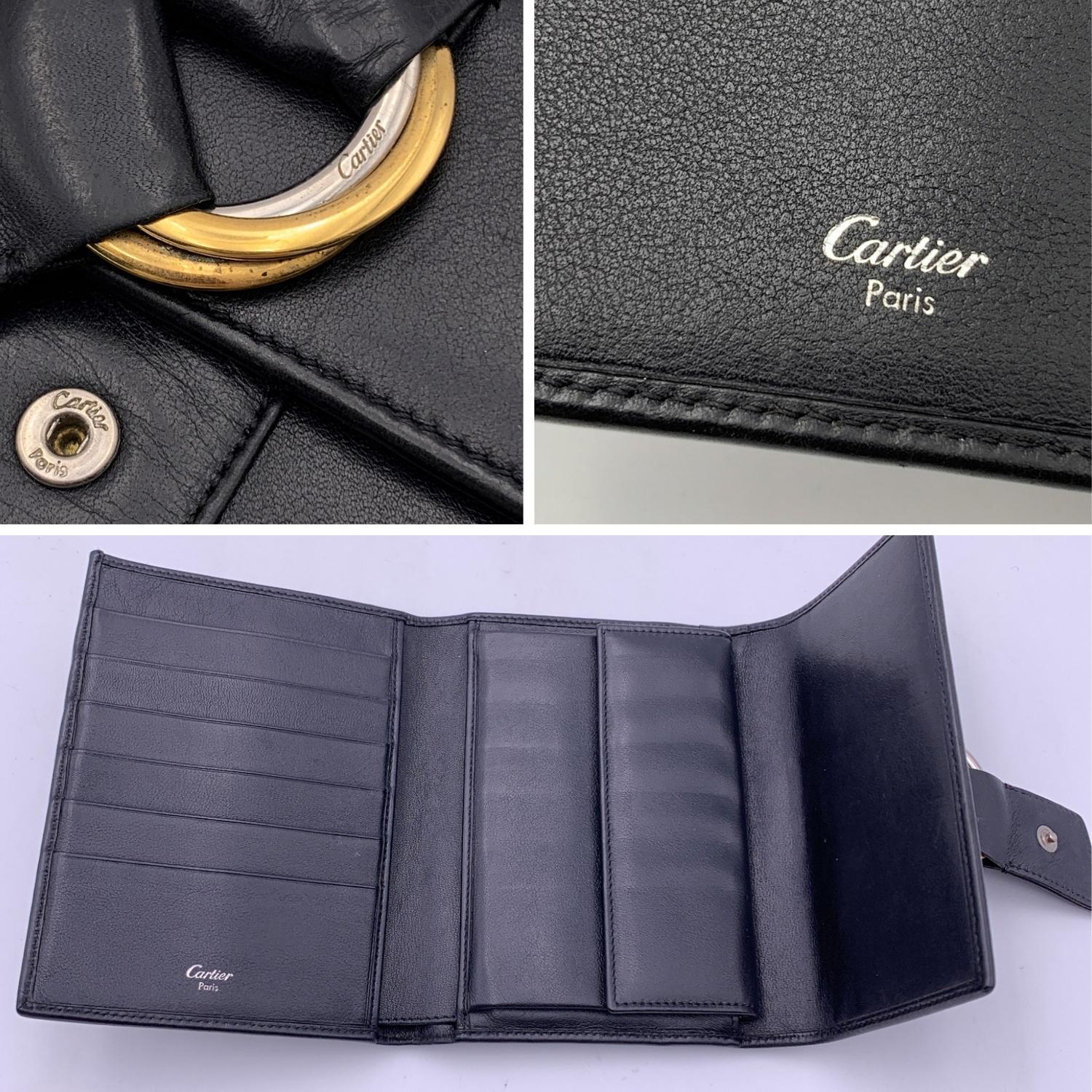Women's Cartier Black Leather Trinity Wallet Compact Coin Purse