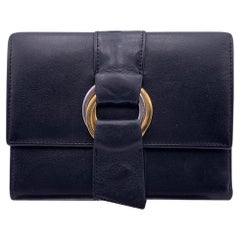 Used Cartier Black Leather Trinity Wallet Compact Coin Purse
