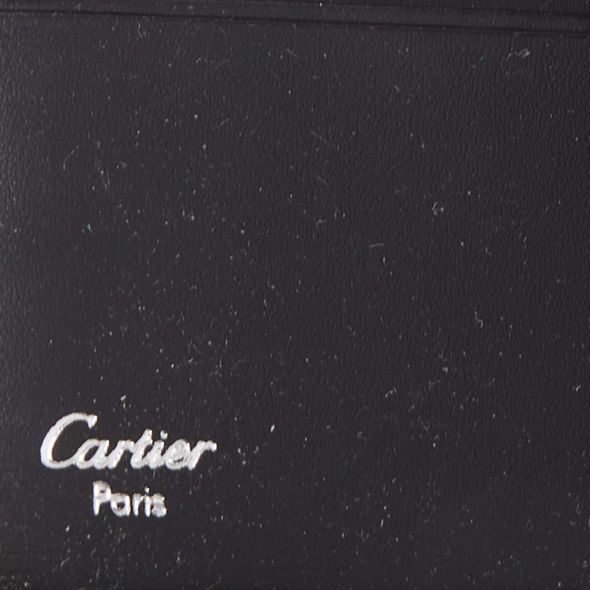 Cartier Black Leather Zip Around Organizer Clutch 5