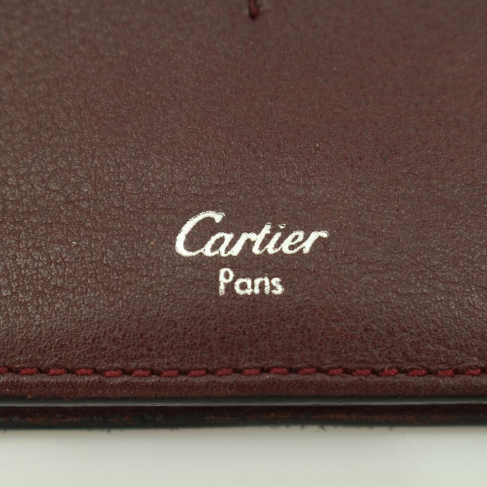 Noir Cartier Black Long 872169 Logo Leather Bifold Wallet en vente