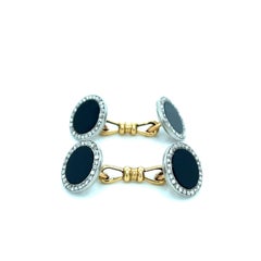 Cartier Black Onyx Diamond Cufflinks