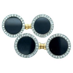 Vintage Cartier Black Onyx Diamond Cufflinks