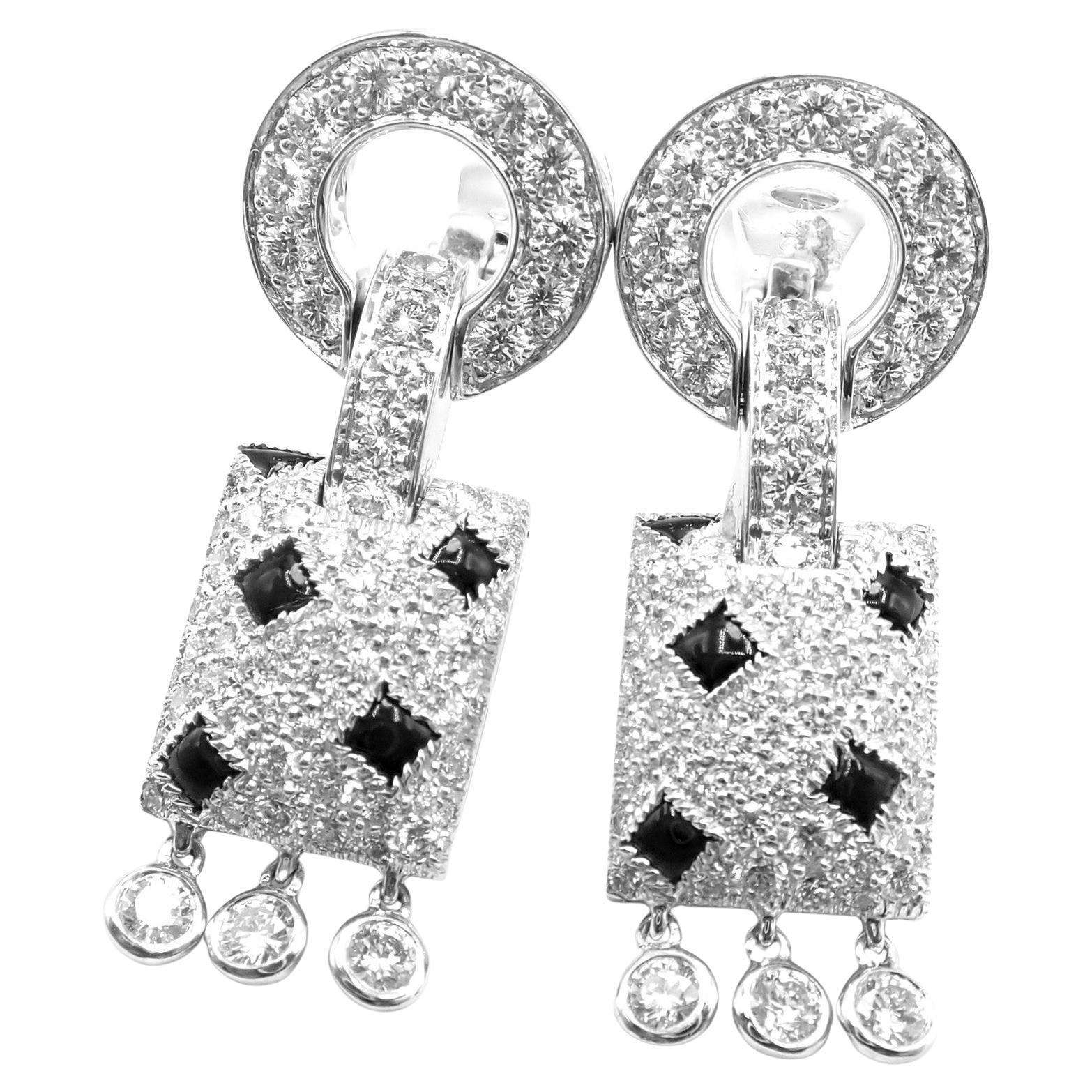 Cartier Schwarzer Onyx Diamant Gold Panthere Panther Ohrringe
