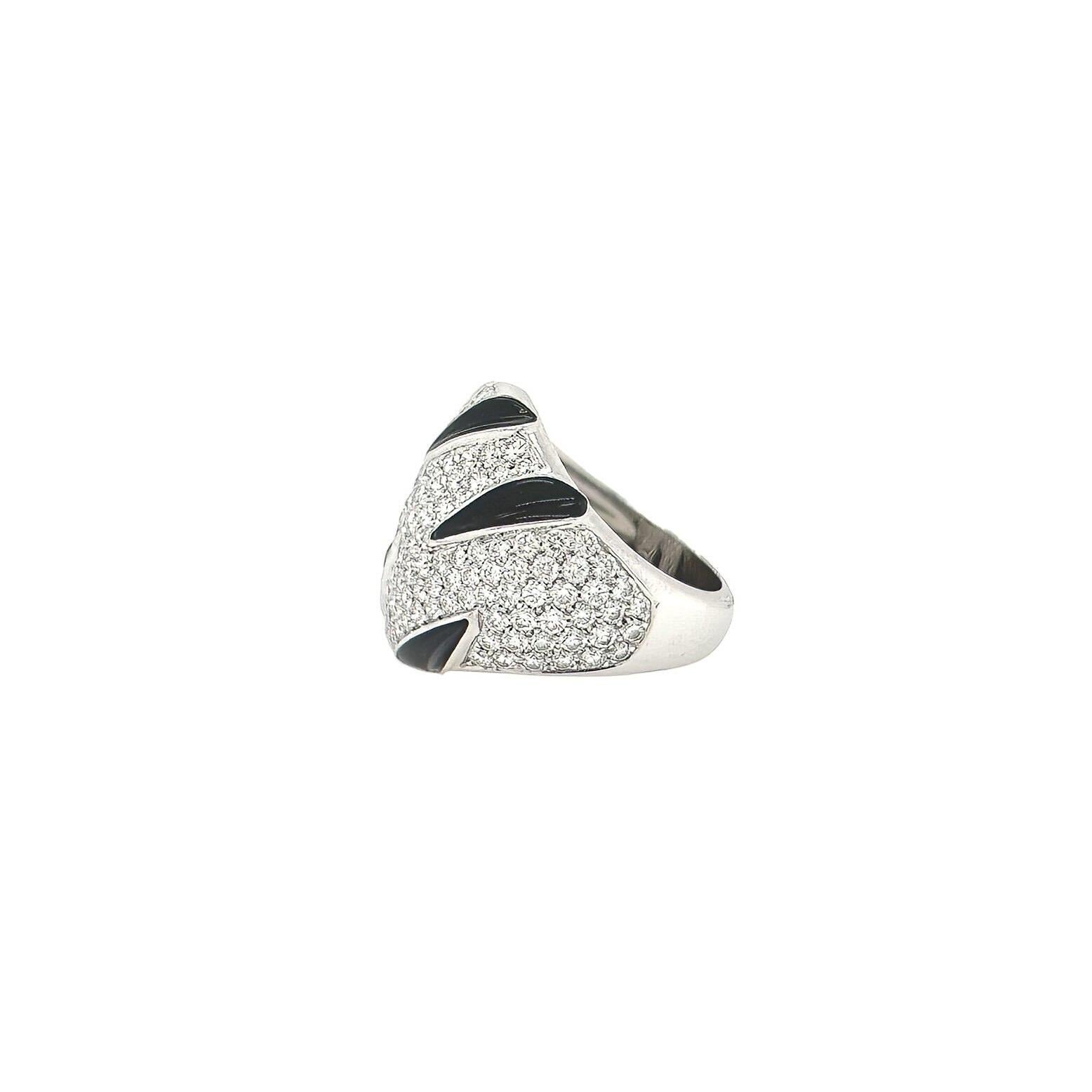 Round Cut CARTIER Black Onyx Diamond Zebra Ring