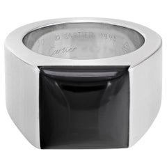 Cartier Black Onyx Large Tank Ladies Ring 18K White Gold