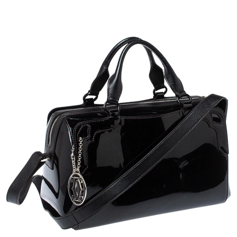 Women's Cartier Black Patent Leather Marcello de Cartier Bowler Bag