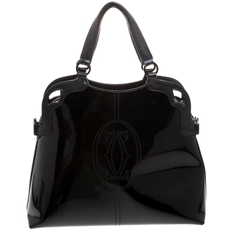 Cartier Black Patent Leather Marcello de Cartier Satchel
