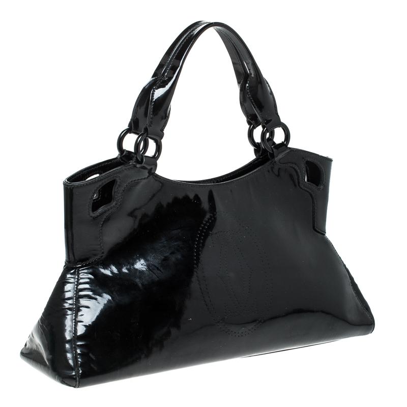 Cartier Schwarzes Lackleder Kleine Marcello De Cartier Tasche Damen