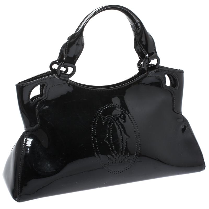 Cartier Schwarzes Lackleder Kleine Marcello De Cartier Tasche im Zustand „Gut“ in Dubai, Al Qouz 2