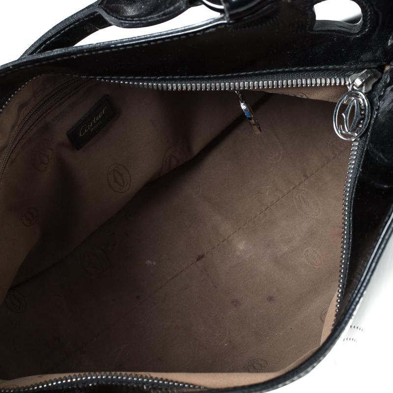 Cartier Schwarzes Lackleder Kleine Marcello De Cartier Tasche 3