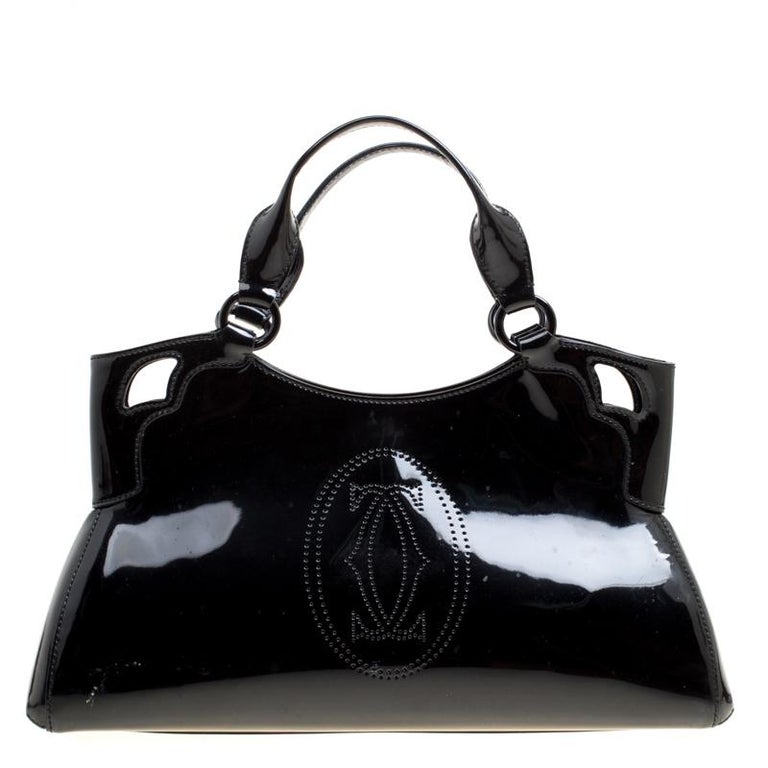 Cartier Black Patent Leather Small Marcello De Cartier Tote For Sale at 1stDibs cartier black bag