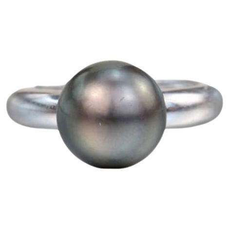 Cartier Black Pearl 18k White Gold Ring For Sale