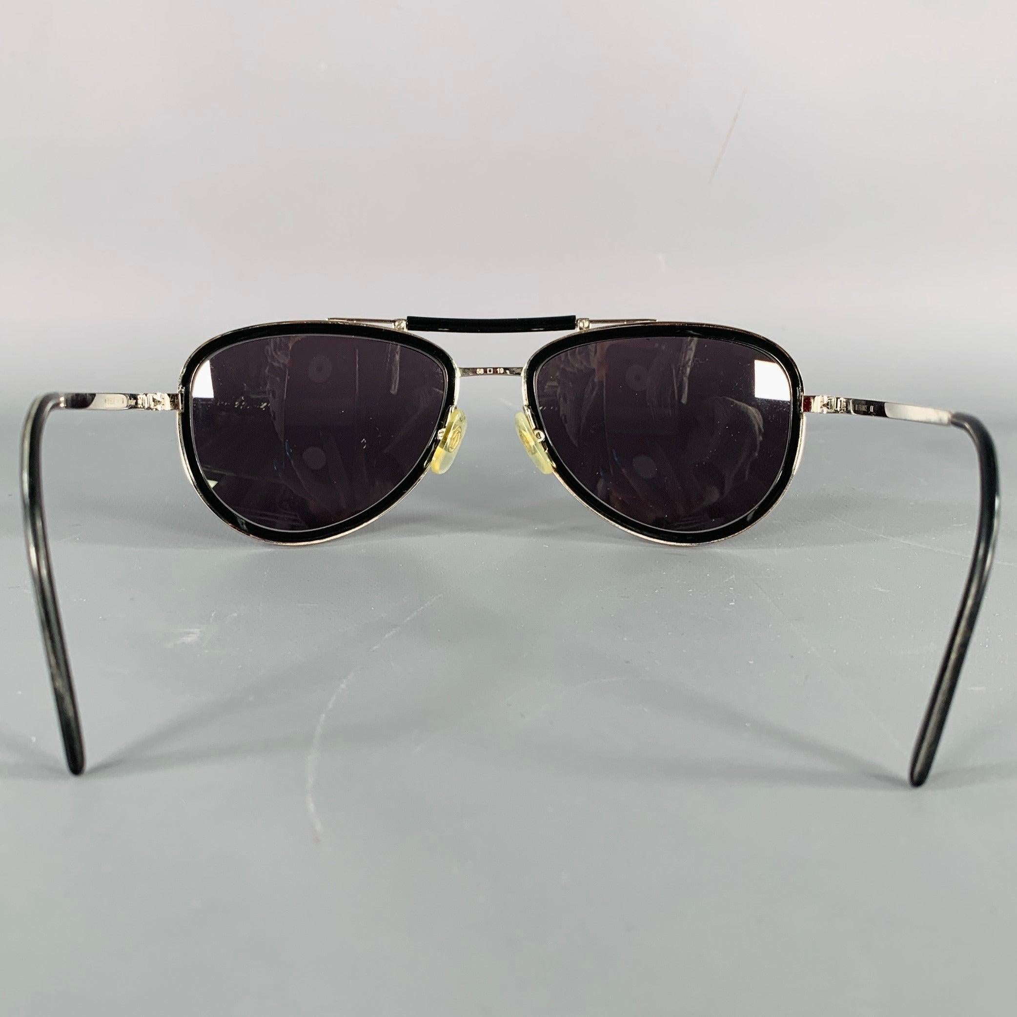 Nero Cartier Occhiali da sole Aviator in metallo nero argento in vendita