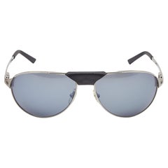 Cartier Black/Silver Santos de Cartier Aviator Sunglasses