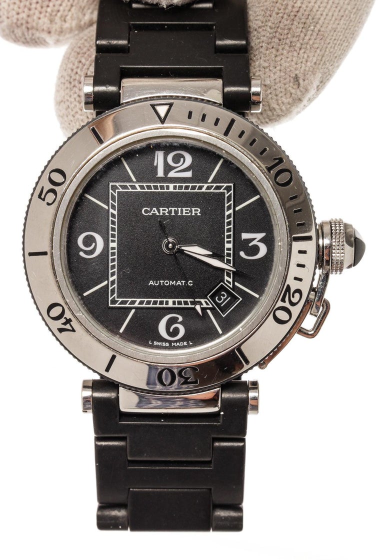 Cartier Black SS Pasha 40mm Watch For Sale at 1stDibs | cartier 343332uf, cartier  pasha 40mm, pasha de cartier 343332uf