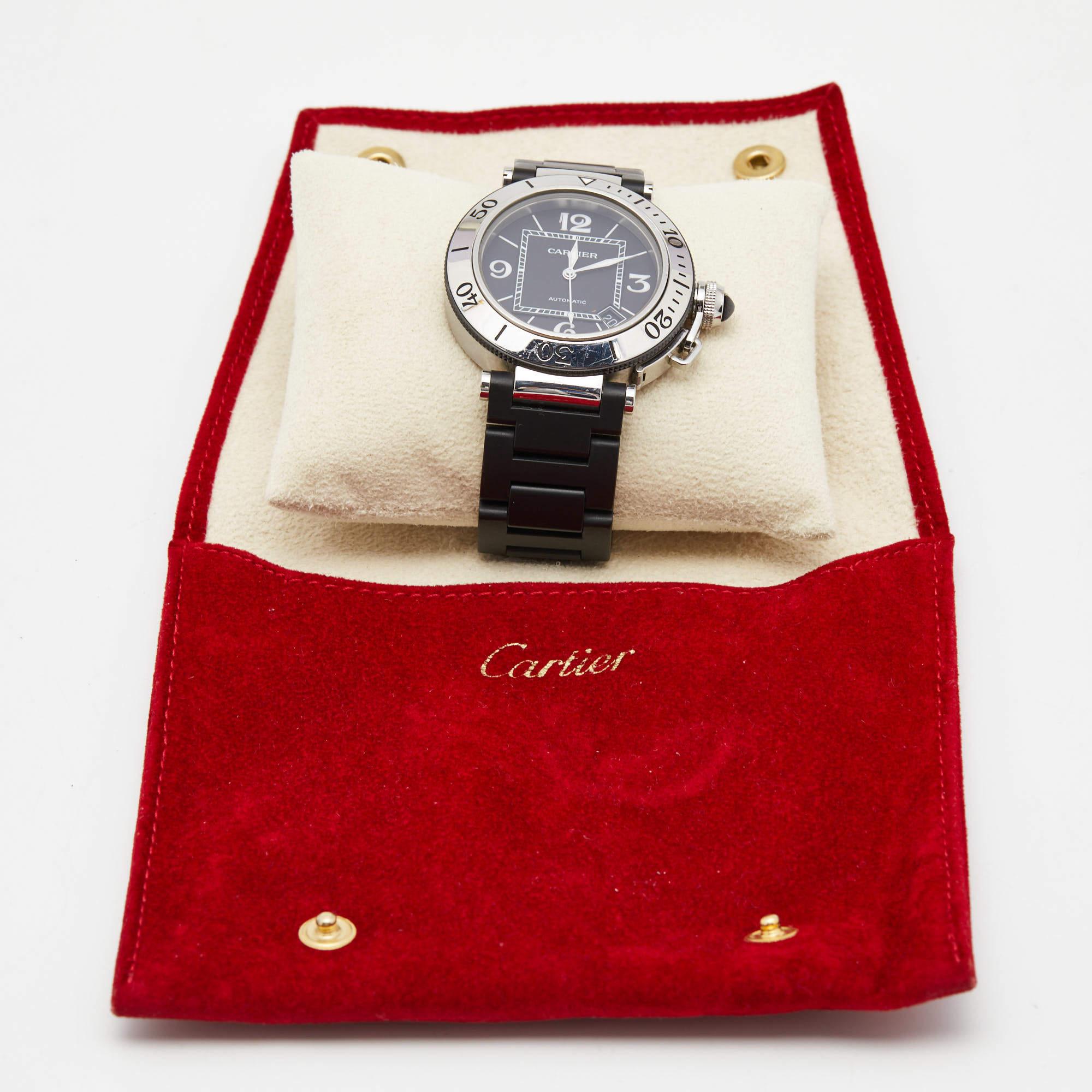 Cartier Black Stainless Rubber Pasha de Cartier Seatimer W3107702  4