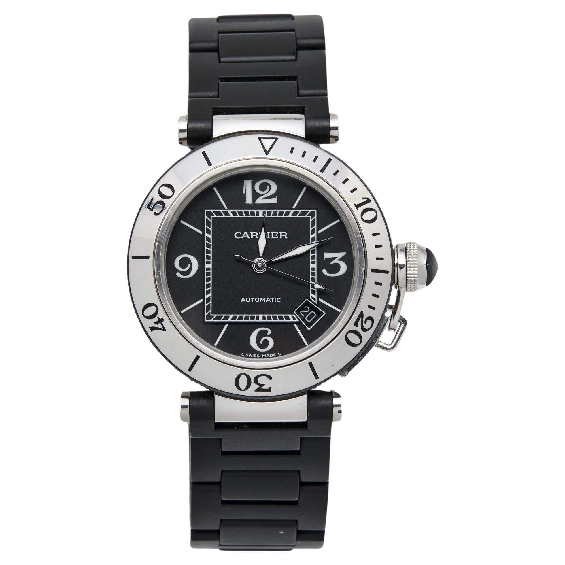 Cartier Black Stainless Rubber Pasha de Cartier Seatimer W3107702 