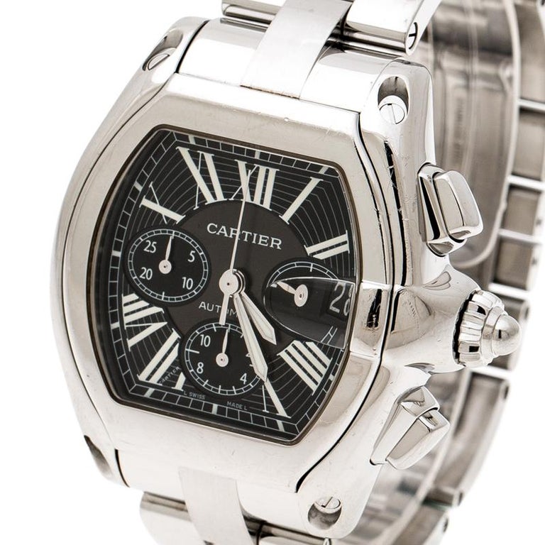 Cartier Black Stainless Steel Roadster 2618 Men S Wristwatch 43 Mm For Sale At 1stdibs