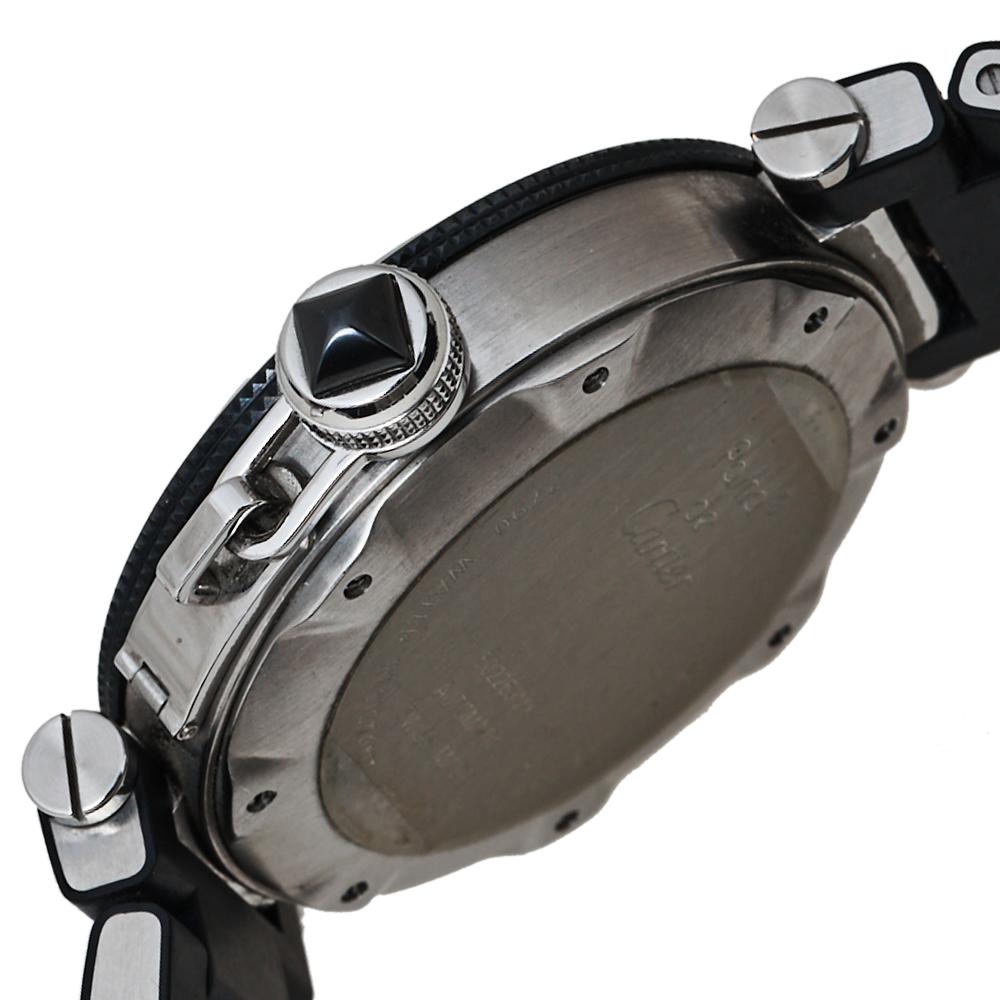 Contemporary Cartier Black Stainless Steel Rubber Pasha de Cartier Men's Wristwatch 40.50 MM