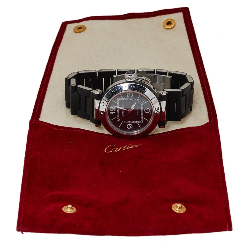 Cartier Black Stainless Steel Rubber Pasha de Cartier Men's Wristwatch 40.50 MM 1