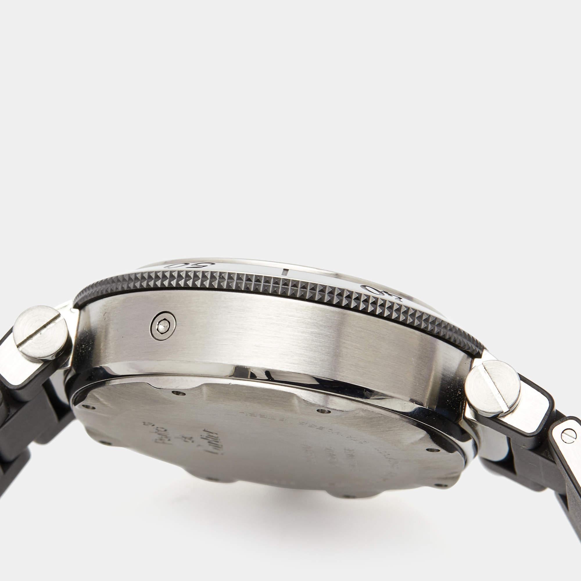 Cartier Black Stainless Steel Rubber Pasha Seatimer W31088U2 Men's Wristwatch 42 For Sale 3