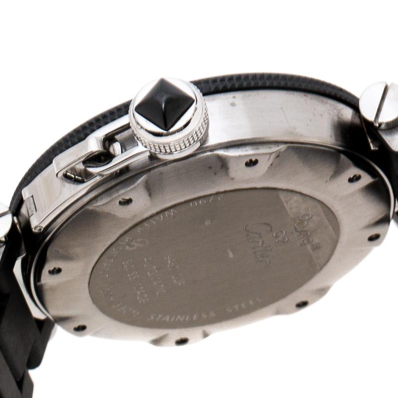 Cartier Black Steel Rubber Pasha de Cartier 2790 Men's Wristwatch 40.50 mm 1