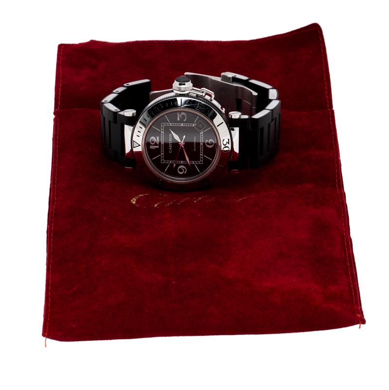 Cartier Black Steel Rubber Pasha de Cartier 2790 Men's Wristwatch 40.50 mm 3