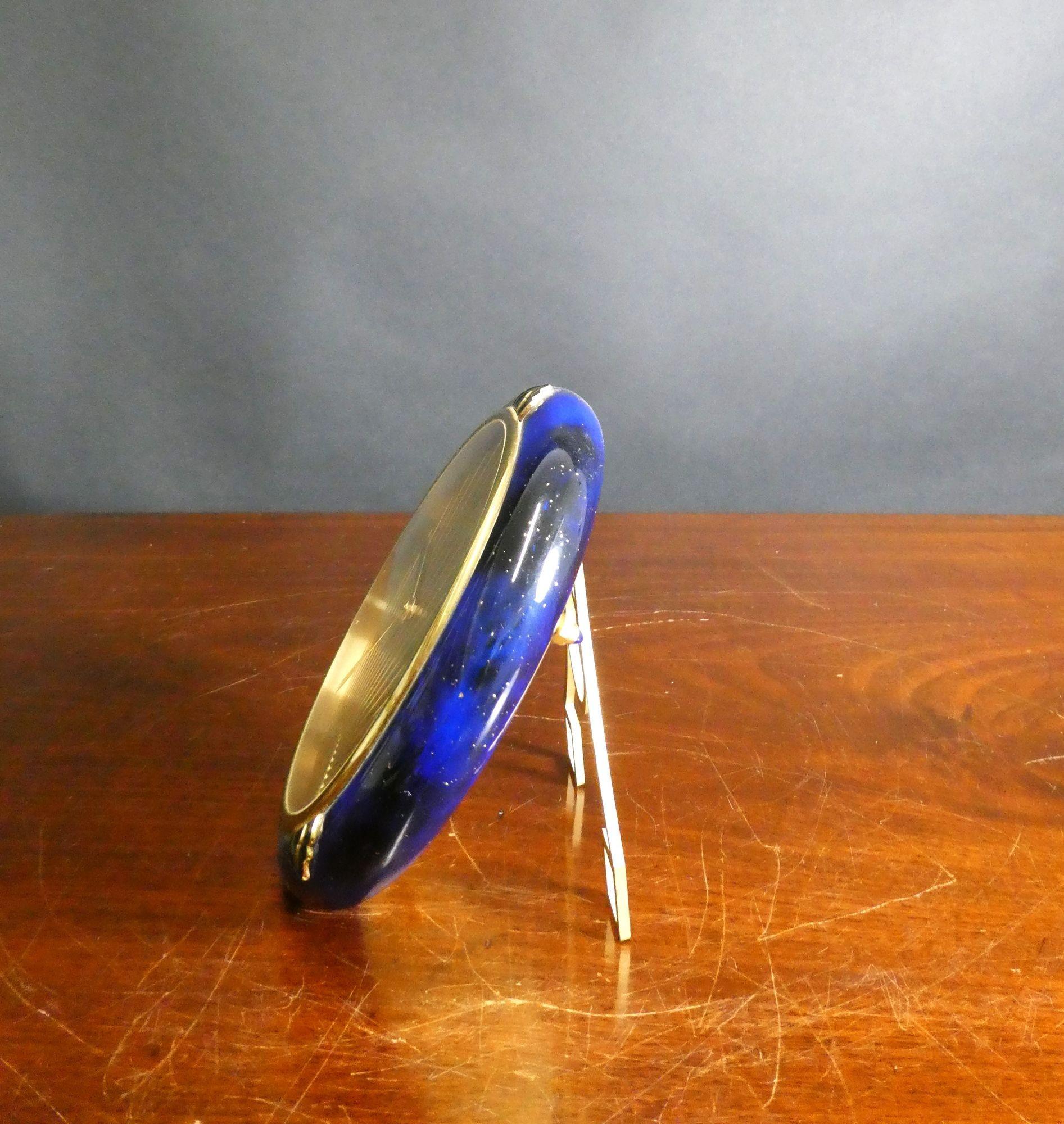 Cartier Blue Enamel Art Deco Style Desk Clock In Good Condition For Sale In Norwich, GB