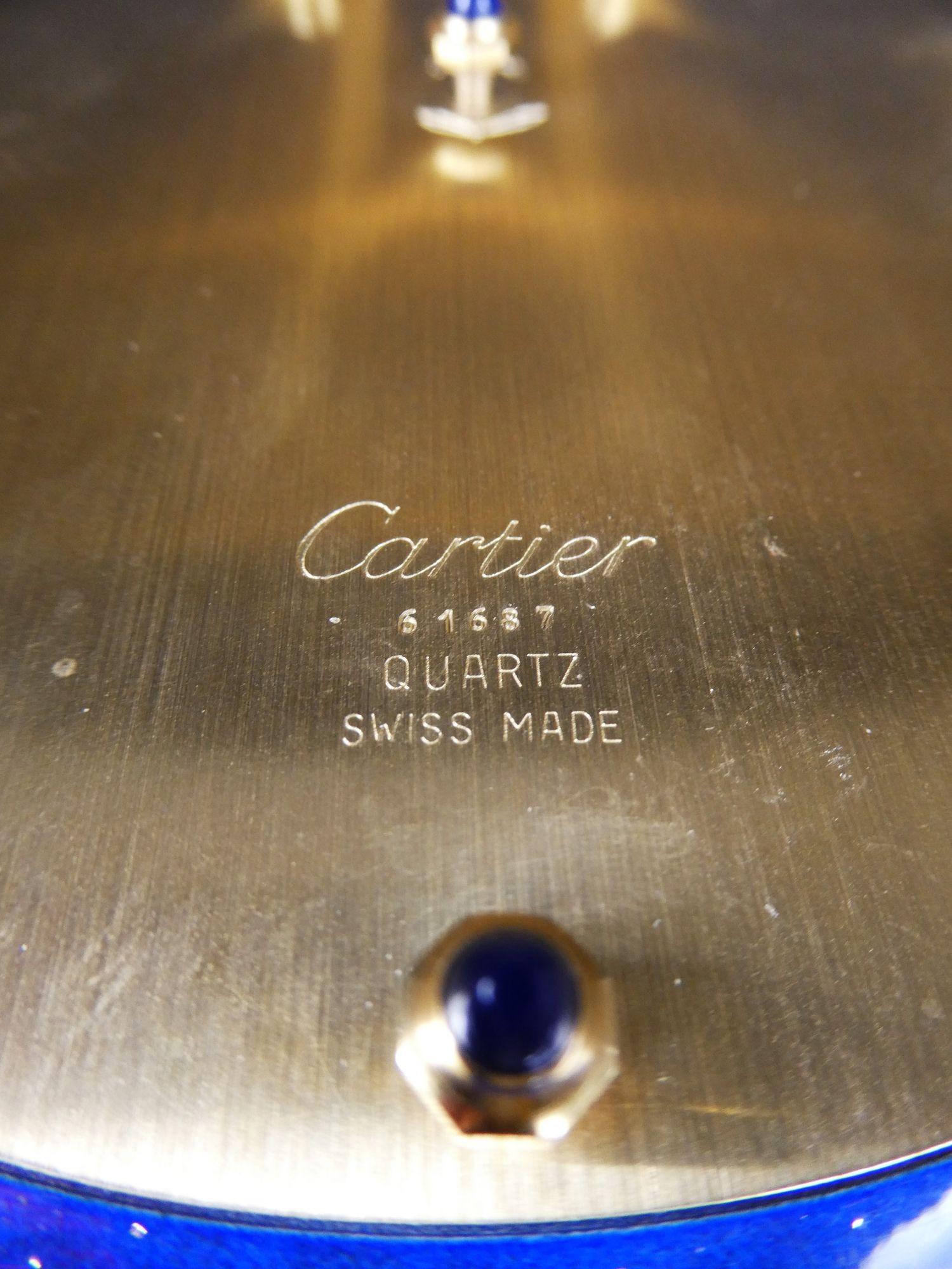 Cartier Blue Enamel Art Deco Style Desk Clock For Sale 3