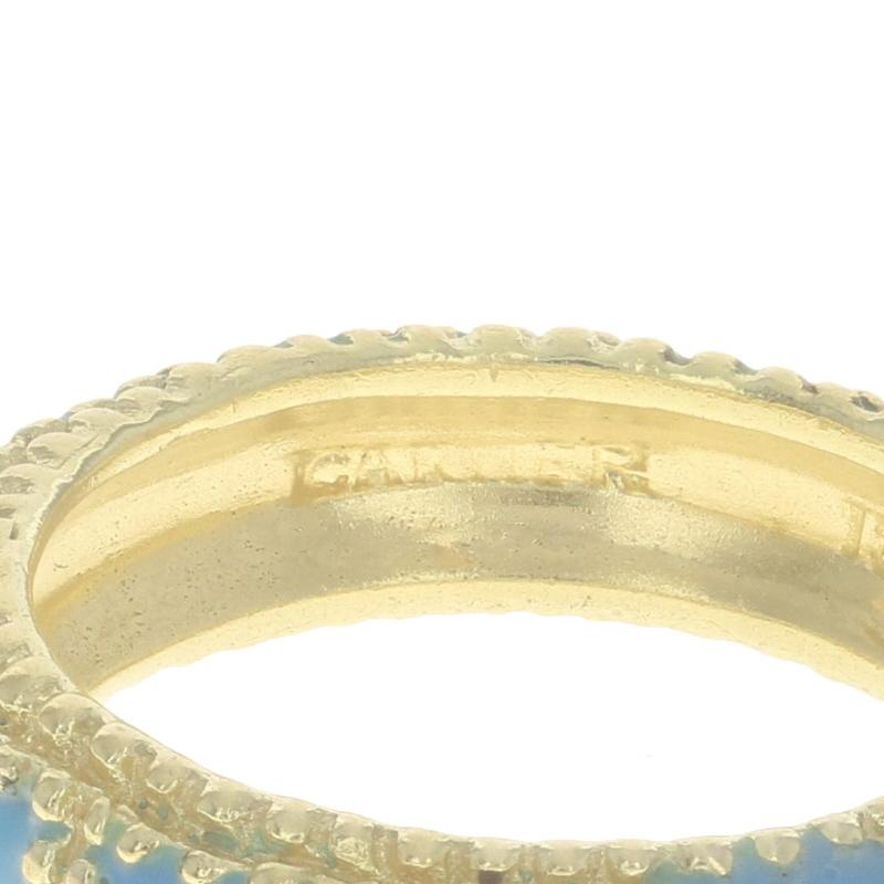 Cartier Blue Enamel Eternity Band Yellow Gold 18k Designer Milgrain Ring 1
