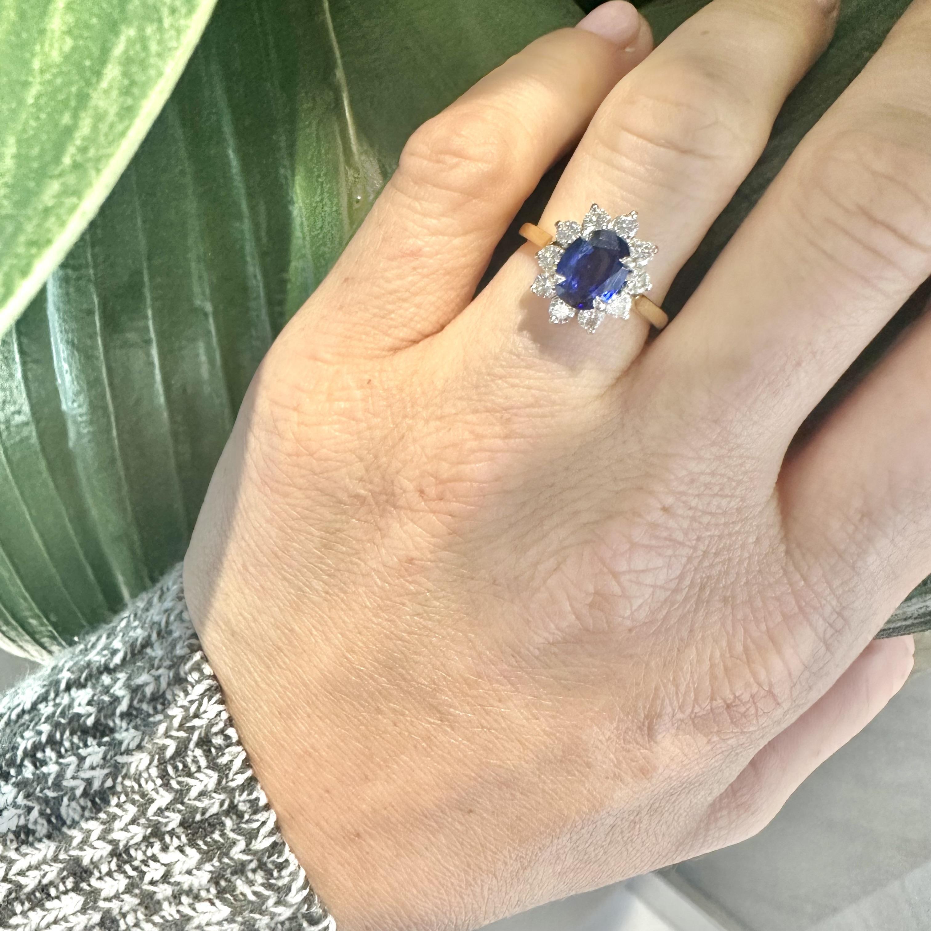 Cartier Blue Sapphire Diamond Engagement Ring in 18k Yellow Gold & Platinum 1