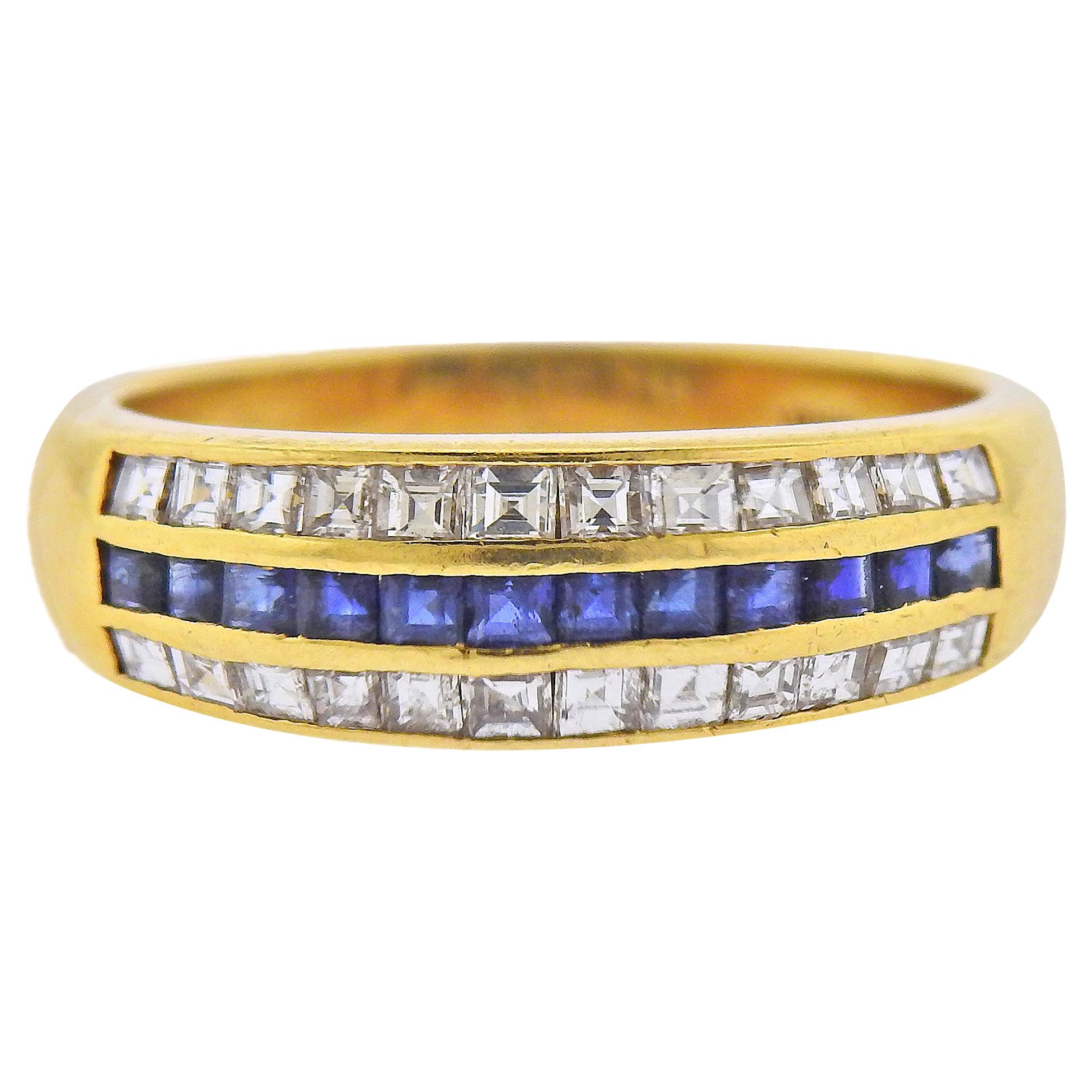 Cartier Blue Sapphire Diamond Yellow Gold Ring