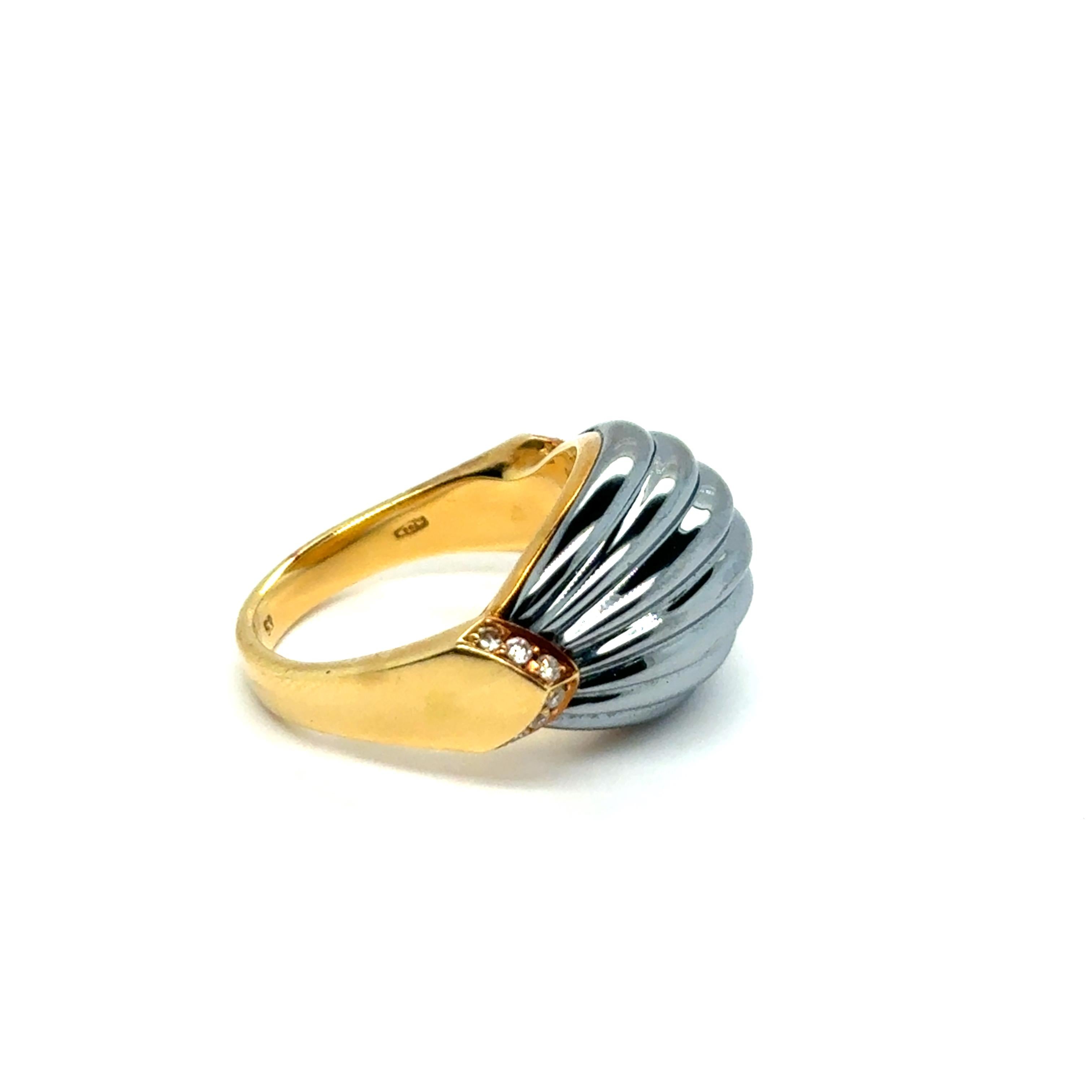Cartier Bombe Ring with Hematite and Diamonds in 18 Karat Yellow Gold in vendita 5