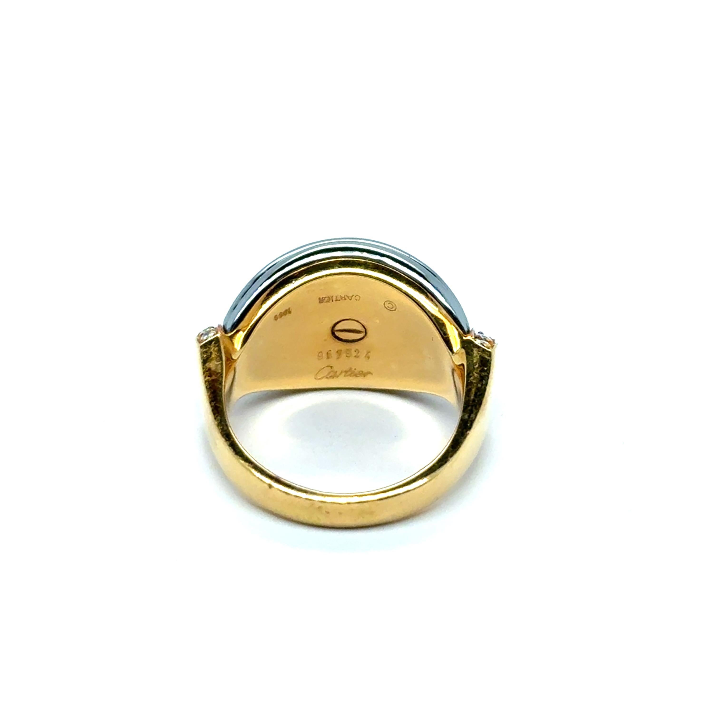 Cartier Bombe Ring with Hematite and Diamonds in 18 Karat Yellow Gold in vendita 6